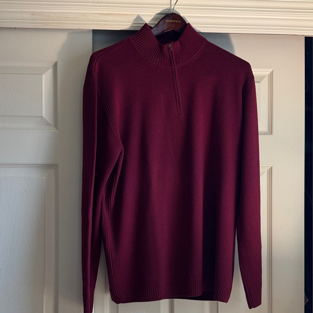Faconnable Deep Red Zip-Up Sweater